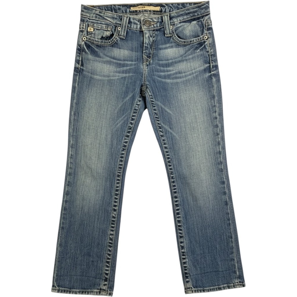 Vtg Big Star Womens Sz 28 Blue Denim Bootcut Jeans Distressed Embellished Pocket